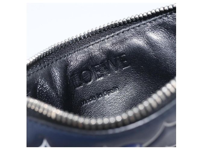Tarjetero y monedero LOEWE William de Morgan de cuero Navy Silver Auth 200667M Plata Azul marino - vista 19