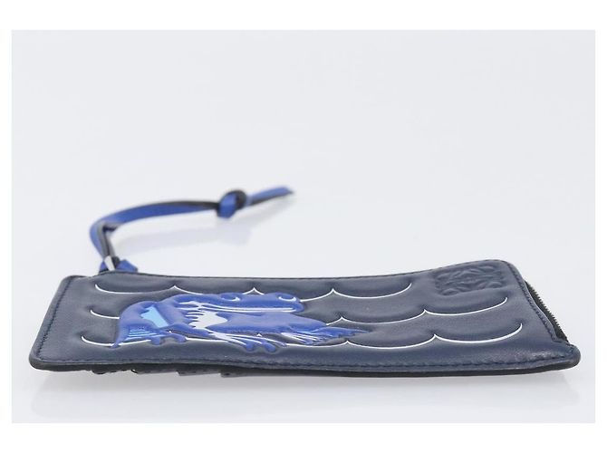 Tarjetero y monedero LOEWE William de Morgan de cuero Navy Silver Auth 200667M Plata Azul marino - vista 6