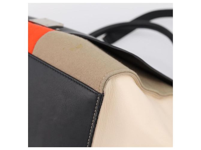 Céline Borsa a Mano CELINE Trapeze Lana 2way Beige Silver Auth 198538V Argento - vista 16