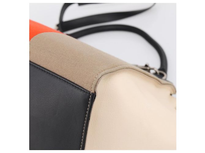 Céline Borsa a Mano CELINE Trapeze Lana 2way Beige Silver Auth 198538V Argento - vista 18