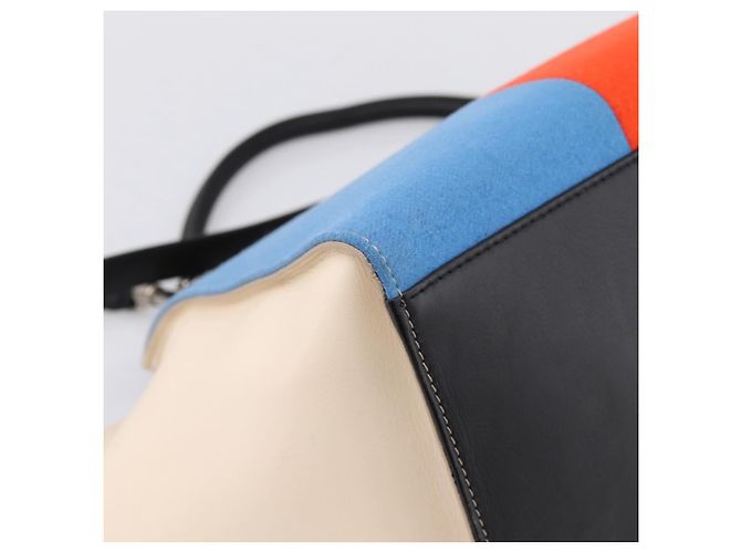 Céline Borsa a Mano CELINE Trapeze Lana 2way Beige Silver Auth 198538V Argento - vista 19