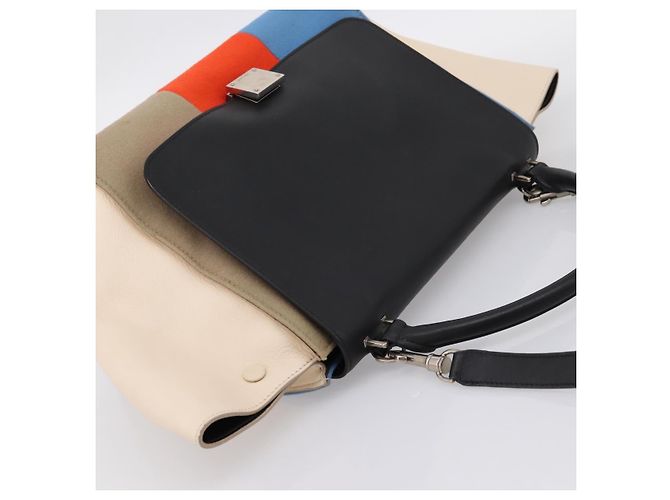 Céline Borsa a Mano CELINE Trapeze Lana 2way Beige Silver Auth 198538V Argento - vista 6