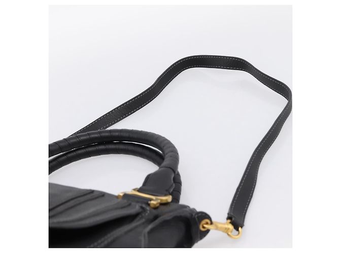 Chloé Chloe Marcie Handtasche Leder 2way Schwarz Gold Auth yk20751V Golden - Ansicht 10