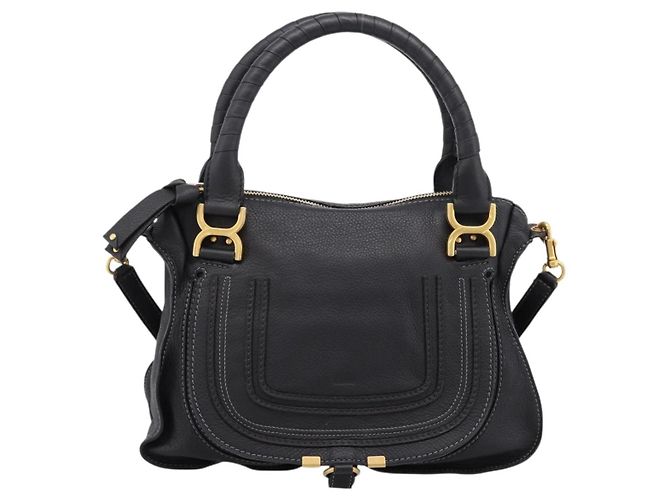 Chloé Chloe Marcie Handtasche Leder 2way Schwarz Gold Auth yk20751V Golden - Ansicht 2