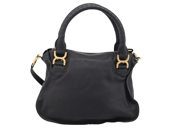 Chloé Chloe Marcie Handtasche Leder 2way Schwarz Gold Auth yk20751V Golden - Ansicht 3