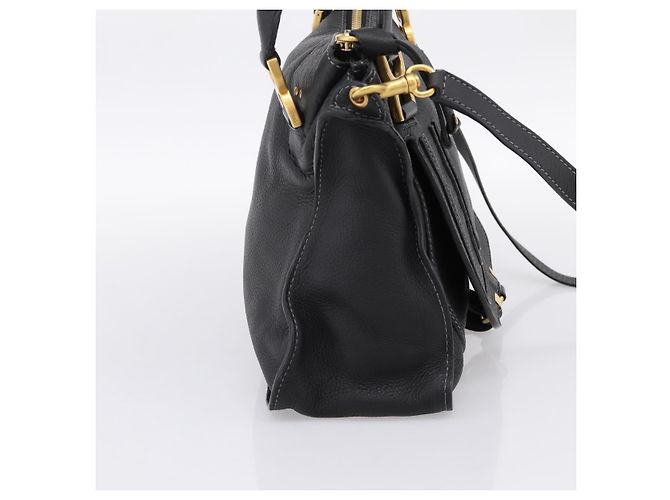 Chloé Chloe Marcie Handtasche Leder 2way Schwarz Gold Auth yk20751V Golden - Ansicht 4