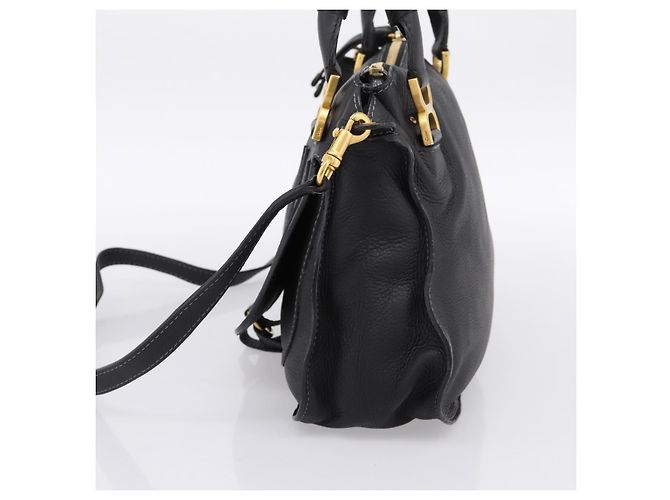 Chloé Chloe Marcie Handtasche Leder 2way Schwarz Gold Auth yk20751V Golden - Ansicht 5