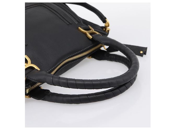 Chloé Chloe Marcie Handtasche Leder 2way Schwarz Gold Auth yk20751V Golden - Ansicht 7