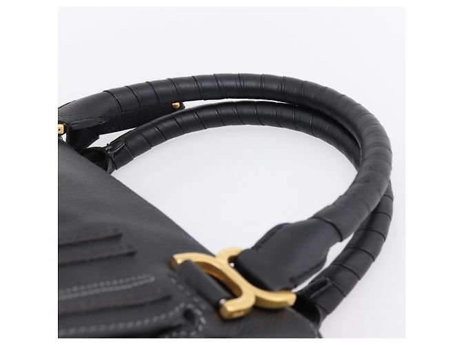 Chloé Chloe Marcie Handtasche Leder 2way Schwarz Gold Auth yk20751V Golden - Ansicht 8