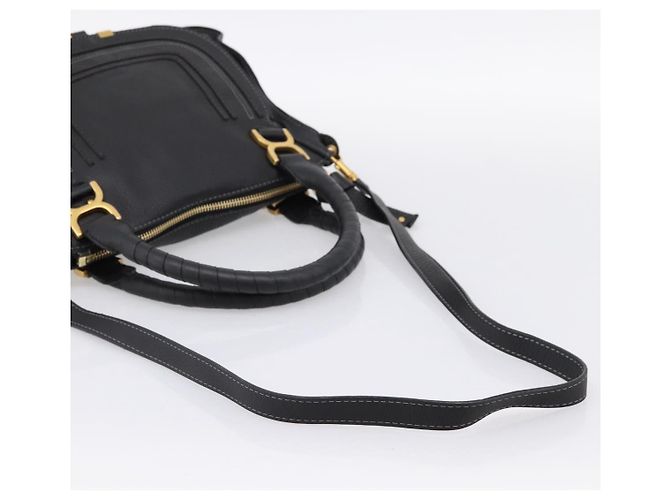 Chloé Chloe Marcie Handtasche Leder 2way Schwarz Gold Auth yk20751V Golden - Ansicht 9