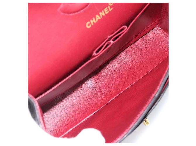 Borsa CHANEL Double Flap Chain Matelasse 25 in Pelle di Agnello Nera e Oro Auth yk20797SAM Nero D'oro - vista 10