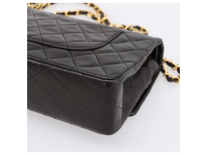 Borsa CHANEL Double Flap Chain Matelasse 25 in Pelle di Agnello Nera e Oro Auth yk20797SAM Nero D'oro - vista 16