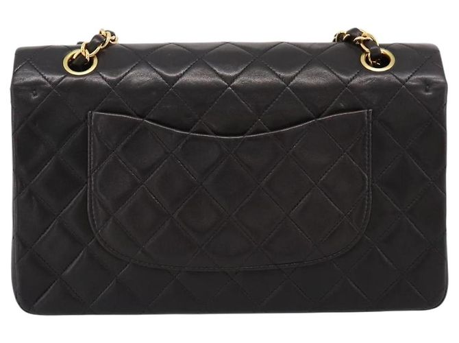 Borsa CHANEL Double Flap Chain Matelasse 25 in Pelle di Agnello Nera e Oro Auth yk20797SAM Nero D'oro - vista 2