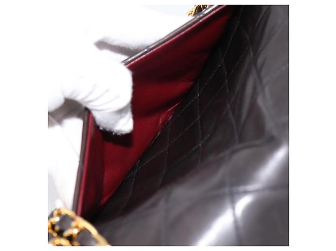 Borsa CHANEL Double Flap Chain Matelasse 25 in Pelle di Agnello Nera e Oro Auth yk20797SAM Nero D'oro - vista 24