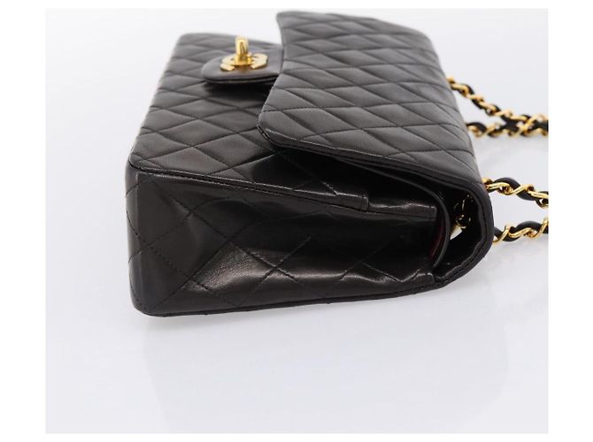 Borsa CHANEL Double Flap Chain Matelasse 25 in Pelle di Agnello Nera e Oro Auth yk20797SAM Nero D'oro - vista 4