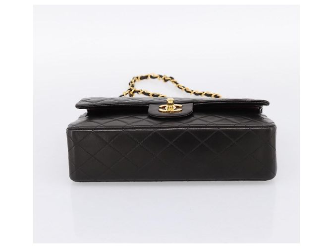 Borsa CHANEL Double Flap Chain Matelasse 25 in Pelle di Agnello Nera e Oro Auth yk20797SAM Nero D'oro - vista 5