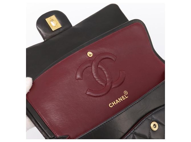Borsa CHANEL Double Flap Chain Matelasse 25 in Pelle di Agnello Nera e Oro Auth yk20797SAM Nero D'oro - vista 9