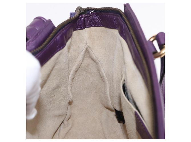 Borsa a mano GUCCI in pelle viola tono oro 282481 Auth ep15662V Porpora - vista 19