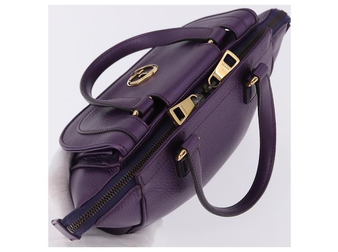 Borsa a mano GUCCI in pelle viola tono oro 282481 Auth ep15662V Porpora - vista 6