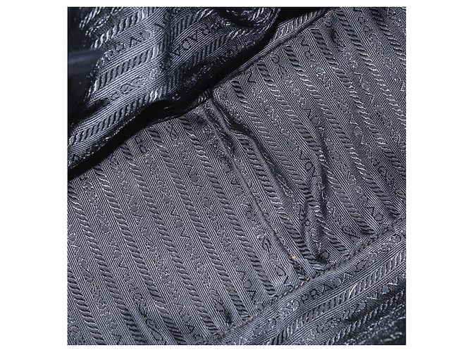 Borsa Tote PRADA Nylon Nero Argento Auth 197707V - vista 11