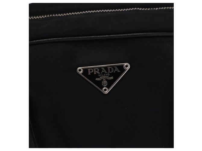 Borsa Tote PRADA Nylon Nero Argento Auth 197707V - vista 20