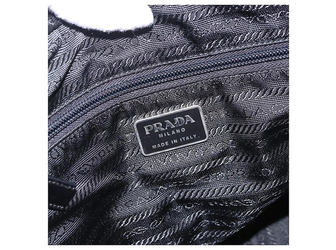 Borsa Tote PRADA Nylon Nero Argento Auth 197707V - vista 21