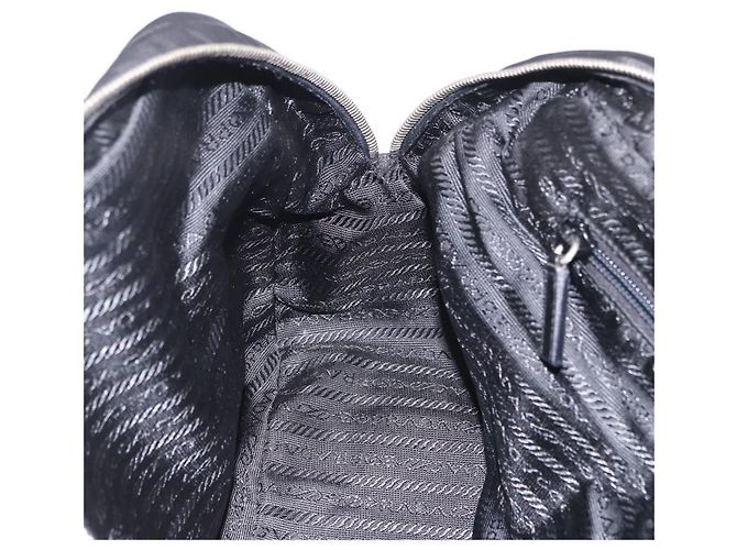 Borsa Tote PRADA Nylon Nero Argento Auth 197707V - vista 23