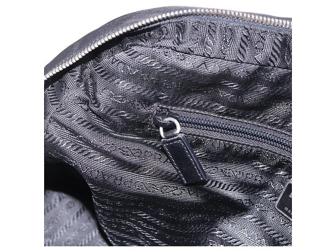 Borsa Tote PRADA Nylon Nero Argento Auth 197707V - vista 24