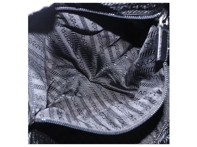 Borsa Tote PRADA Nylon Nero Argento Auth 197707V - vista 25