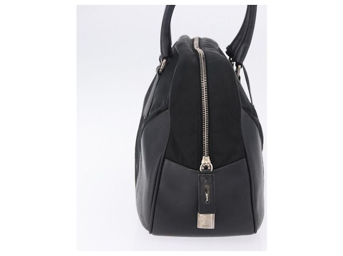 Borsa Tote PRADA Nylon Nero Argento Auth 197707V - vista 4