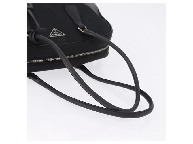 Borsa Tote PRADA Nylon Nero Argento Auth 197707V - vista 8