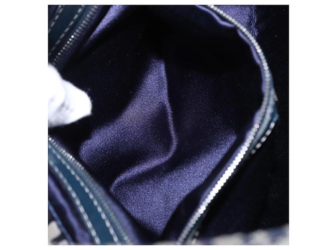 Sac à épaule FENDI Zucchino Canvas Mamma Baguette Navy Silver Auth 199586V Argenté Bleu Marine - vue 24