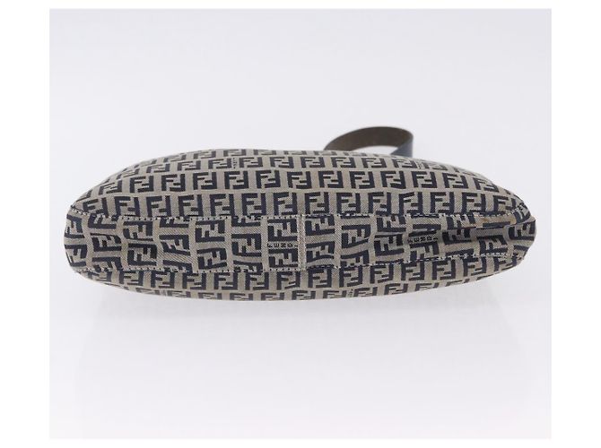 Sac à épaule FENDI Zucchino Canvas Mamma Baguette Navy Silver Auth 199586V Argenté Bleu Marine - vue 5