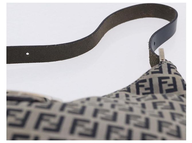 Sac à épaule FENDI Zucchino Canvas Mamma Baguette Navy Silver Auth 199586V Argenté Bleu Marine - vue 8