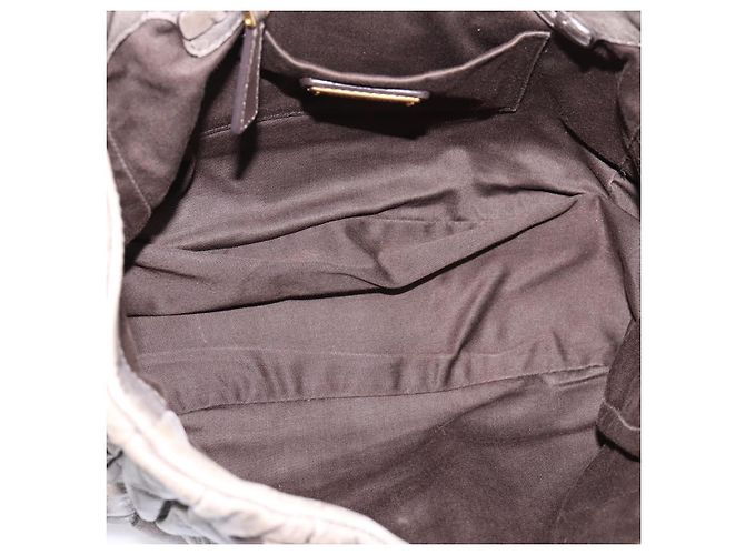 Borsa a mano Miu Miu Matelassé in pelle 2way Grigio Oro Auth 200159V Marrone D'oro - vista 11