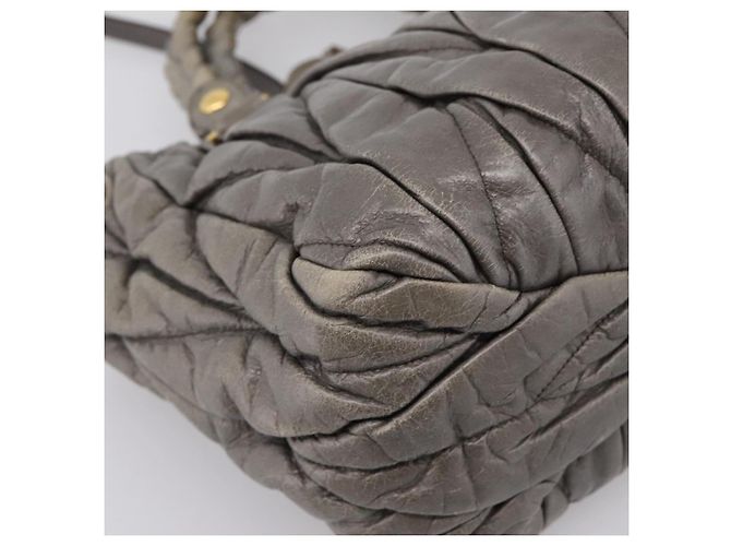 Borsa a mano Miu Miu Matelassé in pelle 2way Grigio Oro Auth 200159V Marrone D'oro - vista 18