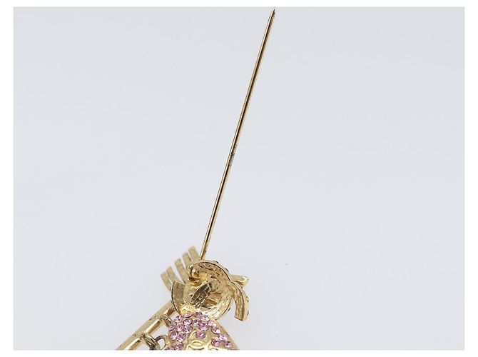 Spilla CHANEL COCO Mark Heart Metallo Tono Oro Rosa CC Auth 199074M - vista 10