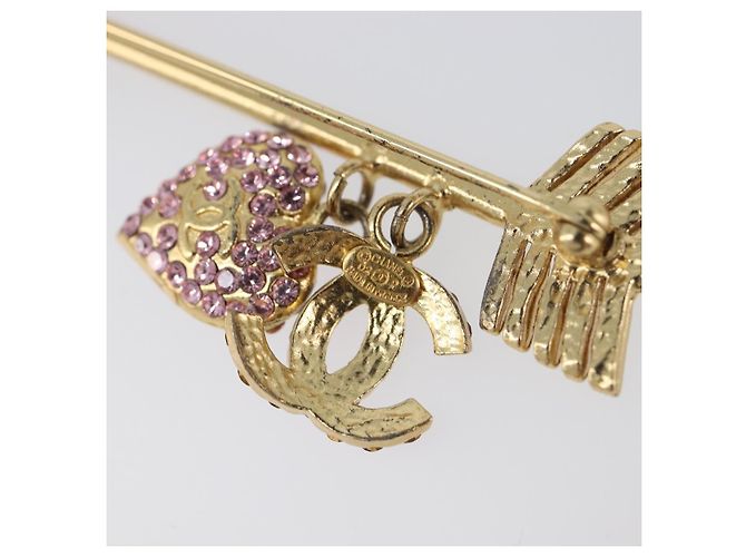 Spilla CHANEL COCO Mark Heart Metallo Tono Oro Rosa CC Auth 199074M - vista 11
