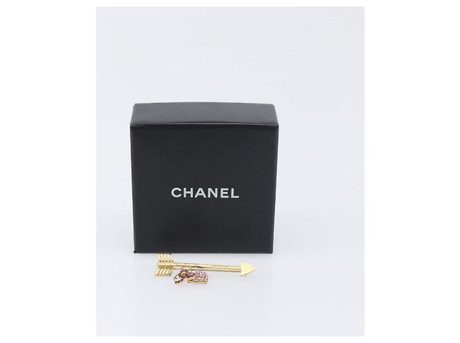 Spilla CHANEL COCO Mark Heart Metallo Tono Oro Rosa CC Auth 199074M - vista 12