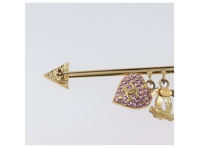 Spilla CHANEL COCO Mark Heart Metallo Tono Oro Rosa CC Auth 199074M - vista 13