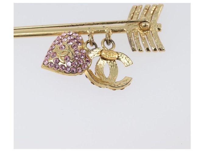 Spilla CHANEL COCO Mark Heart Metallo Tono Oro Rosa CC Auth 199074M - vista 15