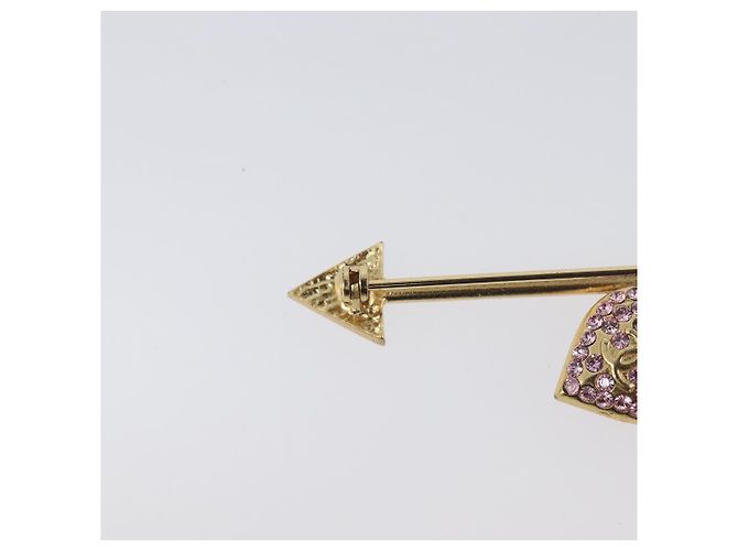 Spilla CHANEL COCO Mark Heart Metallo Tono Oro Rosa CC Auth 199074M - vista 9