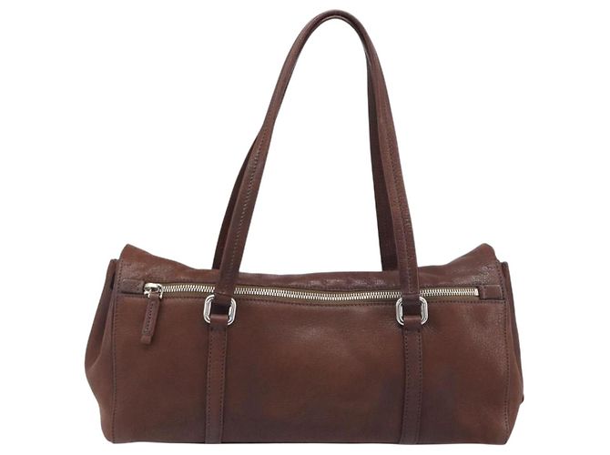Borsa a tracolla PRADA in pelle marrone argento Auth yk20802SAV - vista 2