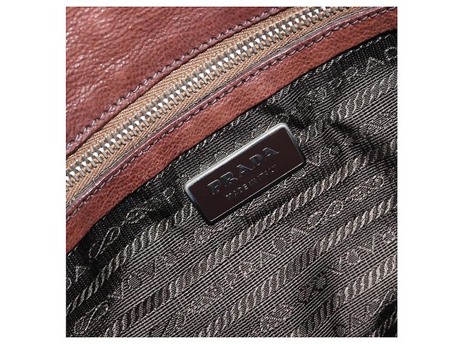 Borsa a tracolla PRADA in pelle marrone argento Auth yk20802SAV - vista 22