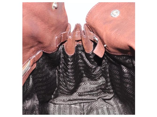 Borsa a tracolla PRADA in pelle marrone argento Auth yk20802SAV - vista 23