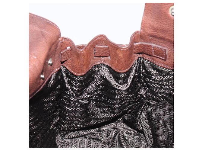 Borsa a tracolla PRADA in pelle marrone argento Auth yk20802SAV - vista 24