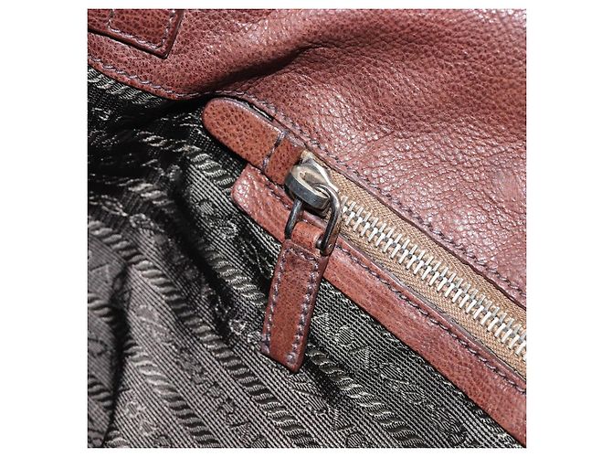 Borsa a tracolla PRADA in pelle marrone argento Auth yk20802SAV - vista 25