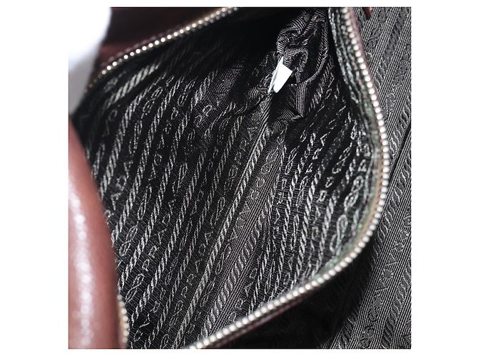 Borsa a tracolla PRADA in pelle marrone argento Auth yk20802SAV - vista 26