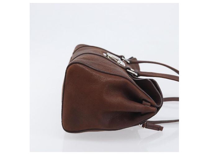 Borsa a tracolla PRADA in pelle marrone argento Auth yk20802SAV - vista 3