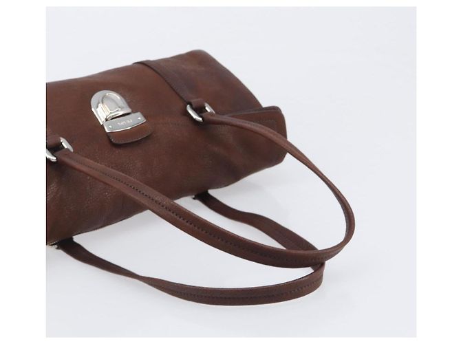 Borsa a tracolla PRADA in pelle marrone argento Auth yk20802SAV - vista 7